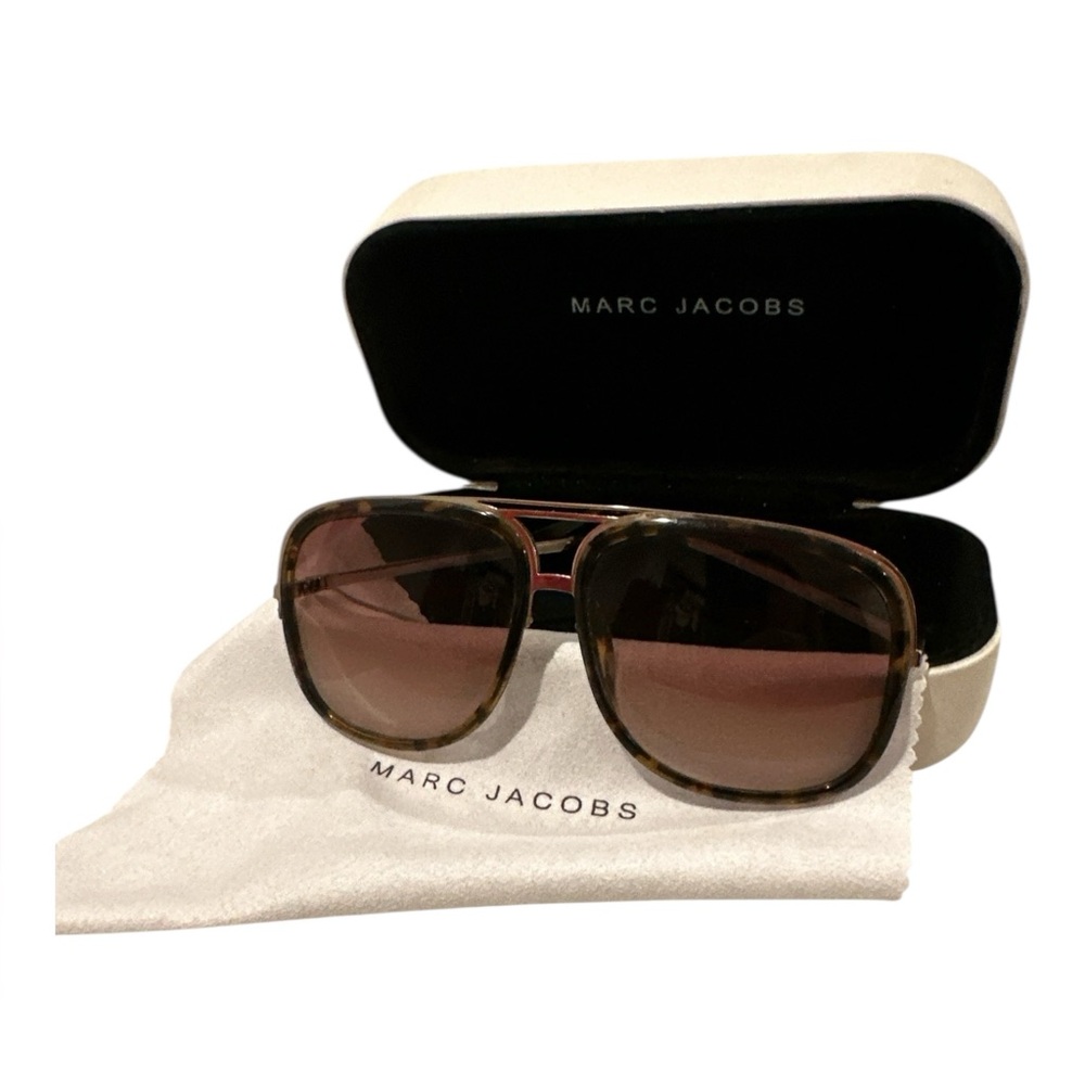 Marc Jacobs Aviator Sunglasses~Tortoise Acetate~Gold Double Bar~Gradient Lenses
